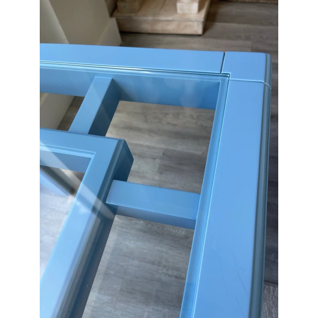 Wildwood Chelsea House Blue Trellis Side Table For Sale - Image 4 of 5