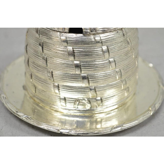 Vintage Corbell & Co. Silver Plated Beehive Honey Serving Pot Dish W/Glass Jar For Sale In Philadelphia - Image 6 of 15