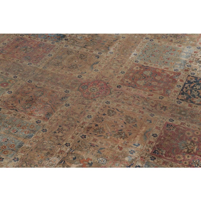 Rug & Kilim Antique Kashan Silk Rug, Polychromatic Compartment Grid - Rug & Kilim For Sale - Image 4 of 11