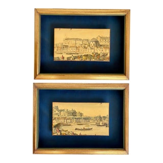 Pair of Custom Framed Mounted Prints of Canaletto's Dresden Views For Sale