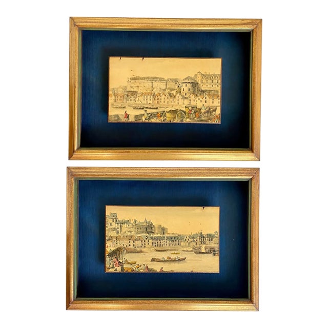 Pair of Custom Framed Mounted Prints of Canaletto's Dresden Views For Sale
