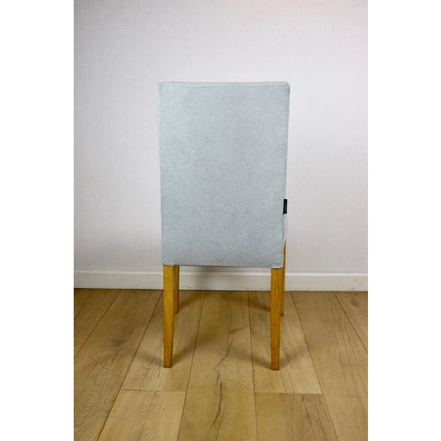 Silver Celadon Blue Upholstered Oak Chairs from Ikea, 1970s, Set of 2 For Sale - Image 8 of 13