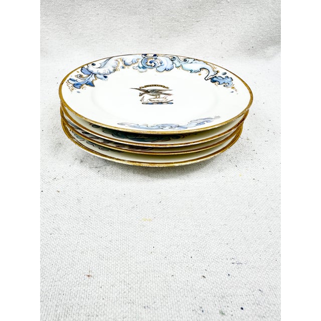 Rococo Antique Haviland Limoges Scottish Clan Graham "N'oublie" Crest - Set of 4 For Sale - Image 3 of 10
