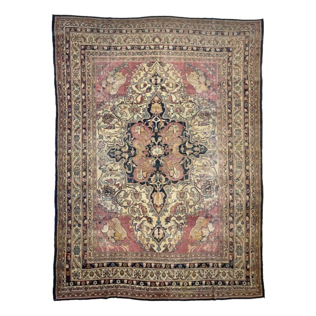 1880's Antique Persian Kerman Lavar Rug - 9.2 x 12.5 For Sale