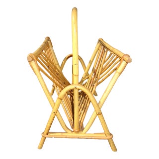 Vintage Rattan Magazine Holder For Sale