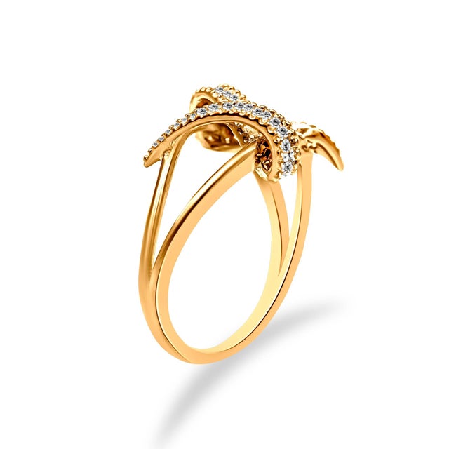 Haus of Brilliance 14K Yellow Gold Plated .925 Sterling Silver 1/4 Cttw Diamond Interlocking Bypass Ring (I-J Color, I1-I2 Clarity) - Size 9 For Sale - Image 4 of 6