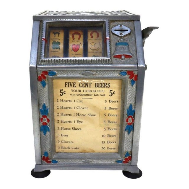 Puritan Early 20th Century Puritan Baby Bell Trade Simulator Slot Machine 20thC For Sale - Image 4 of 13