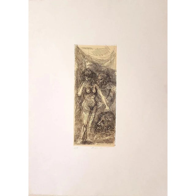 Image dimensions: 36 x 15 cm. Wonderful etching, numbered and hand-signed with pencil on lower margin by the Italian...