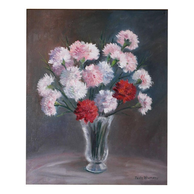 Paule Bisman, Floral Still Life, Oil on Canvas For Sale