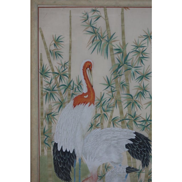 Silk Painting with Ibises, 1950s For Sale - Image 4 of 8