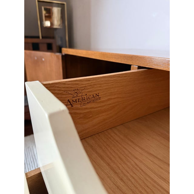 1950s American of Martinsville "Dania" Walnut Modular Bench and Cabinet Attachment by Merton Gershun For Sale In Houston - Image 6 of 12