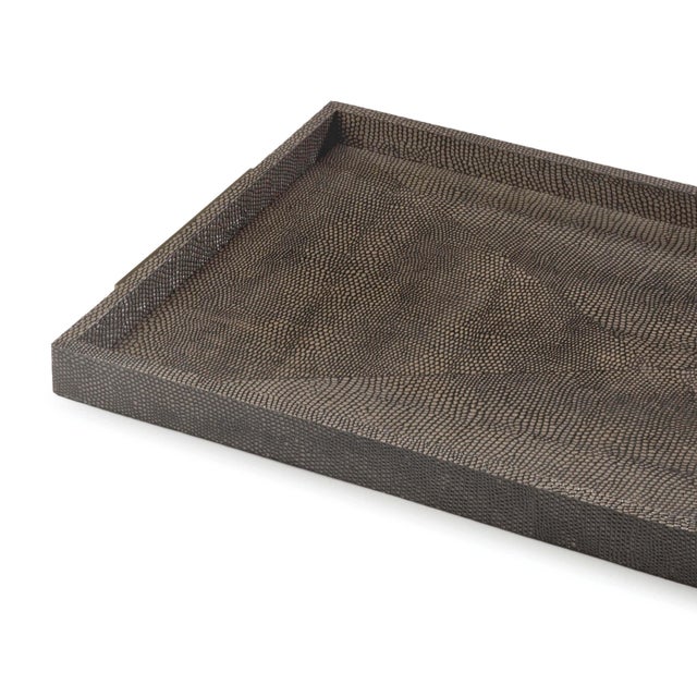 Traditional Regina Andrew Rectangle Shagreen Boutique Tray in Vintage Brown Snake For Sale - Image 3 of 5
