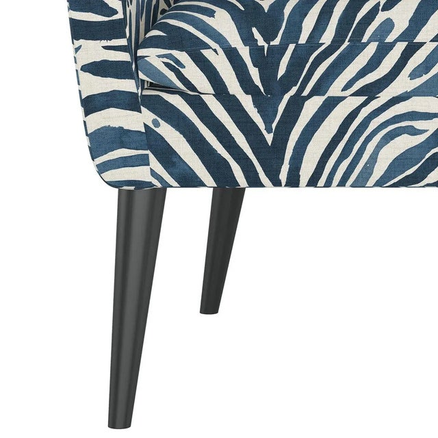 Not Yet Made - Made To Order West Loop Chair in Blue Washed Zebra For Sale - Image 5 of 8