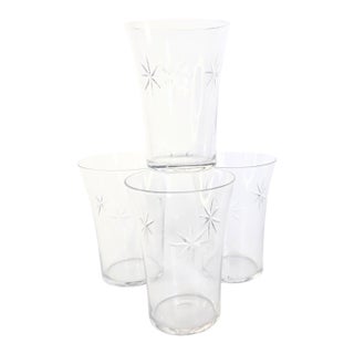 Early 20th Century Carved Starburst Tumblers- Set of Four For Sale