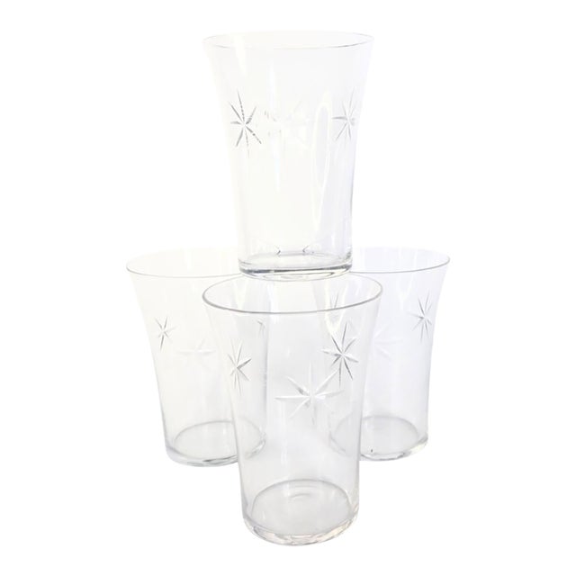 Early 20th Century Carved Starburst Tumblers- Set of Four For Sale