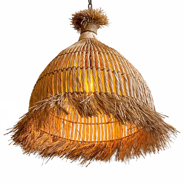 Telum Grass Fringe Coastal Tribal Pendant Light Medium For Sale - Image 4 of 10
