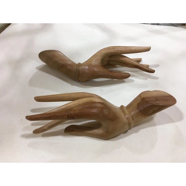 1960s 1960s Mid-Century Wooden Hands - a Pair For Sale - Image 5 of 9