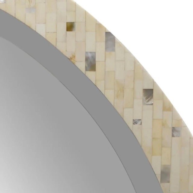 Mid-Century Modern Ron Seff Egg Form Bone & Mother of Pearl Inlaid Mirror For Sale - Image 3 of 7