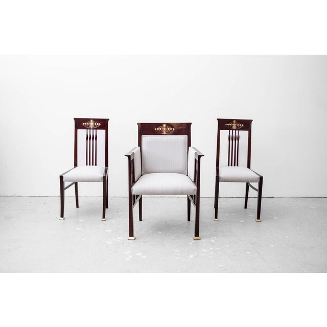 Object: seating group (1x armchair, 2x chairs) design: j & j herrmann (vienna, around 1905) model number: - manufacturer:...