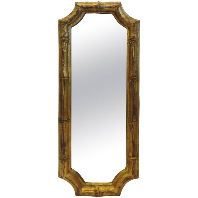 Gold Italian Florentia Bamboo Style Mirror For Sale - Image 8 of 8