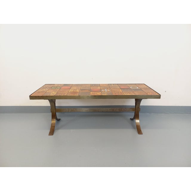 Vintage Rectangular Coffee Table in Steel and Ceramic, 1960s For Sale - Image 12 of 16