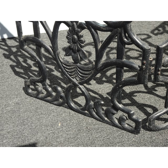 Vintage Spanish Style Cast Iron Three Panel Ornate Black Fireplace Screen For Sale - Image 18 of 18