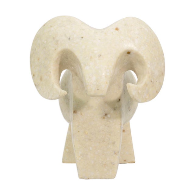 This striking pair of 1970s post modern ram sculptures by Masatoyo Kishi Kuki showcases a bold yet refined sculptural...