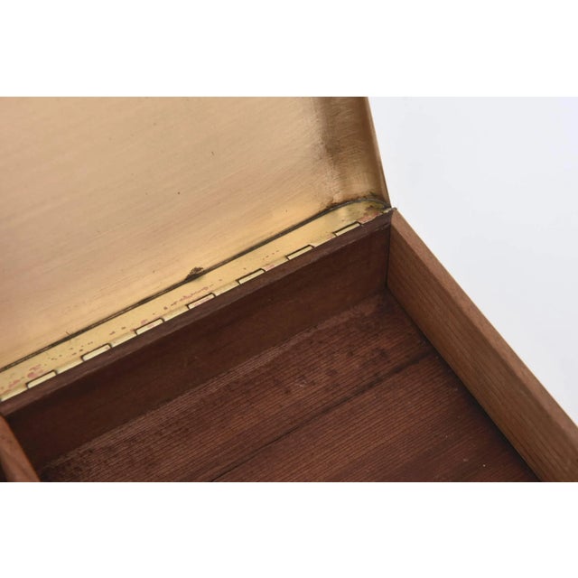 Champagne 1930's Art Deco Bronze and Silver Plate Hinged Signed Box For Sale - Image 8 of 11