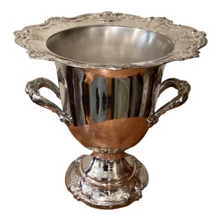 Mid 20th Century Victorian Style Silver Plated Footed Trophy Cup Champagne Chiller Ice Bucket # 16414 For Sale