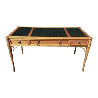 1970s Vintage Baker Furniture Chippendale Faux Bamboo Table For Sale