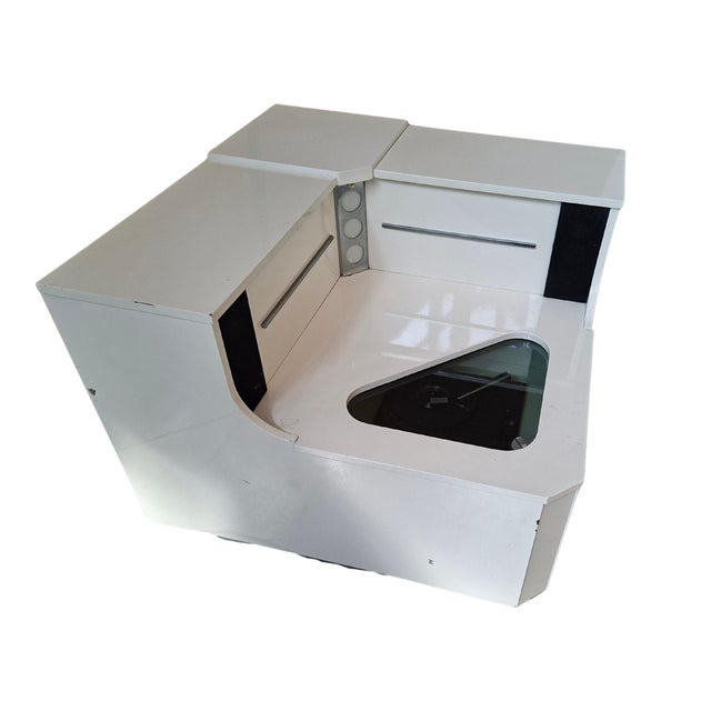 White Vintage Corner Cabinet with Integrated Turntable, 1970 For Sale - Image 8 of 11