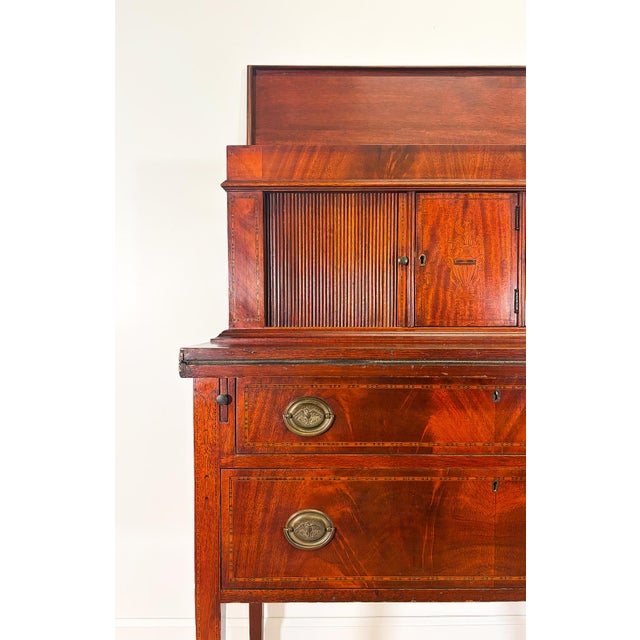 Antique Mahogany Federal Style Tambour Secretary For Sale - Image 4 of 10