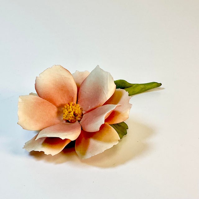 Mid 20th Century Vintage Italian Boho Chic Capodimonte Porcelain Peach Flora Bloom From Naples For Sale - Image 5 of 17