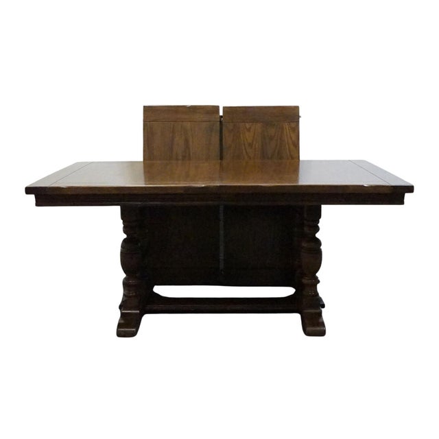 Wood Ethan Allen Royal Charter Solid Oak 102" Pedestal Dining Table 16-6003 For Sale - Image 7 of 12