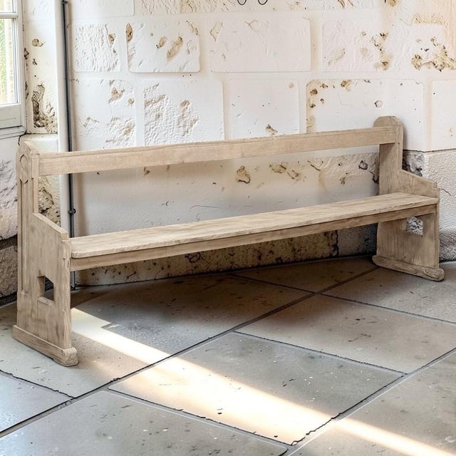 Late 19th Century 19th Century Gothic Revival Stripped Oak Church Bench For Sale - Image 5 of 18