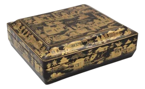 Chinese Export Gaming Box With Chinoiserie Decoration Circa 1890