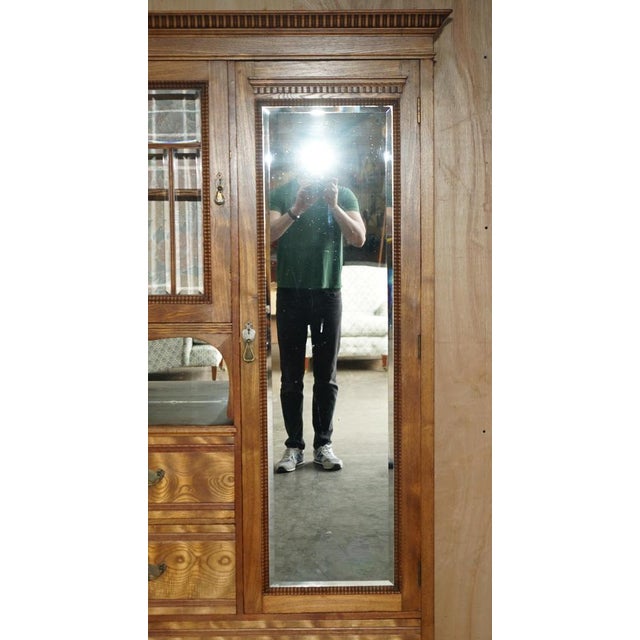 Brown English Compactum Wardrobe in Light Oak, 1920s For Sale - Image 8 of 18