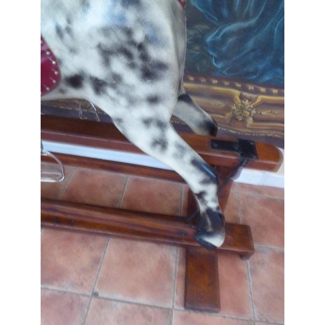 Large English Dapple Grey Rocking Horse, 1940 For Sale - Image 17 of 18