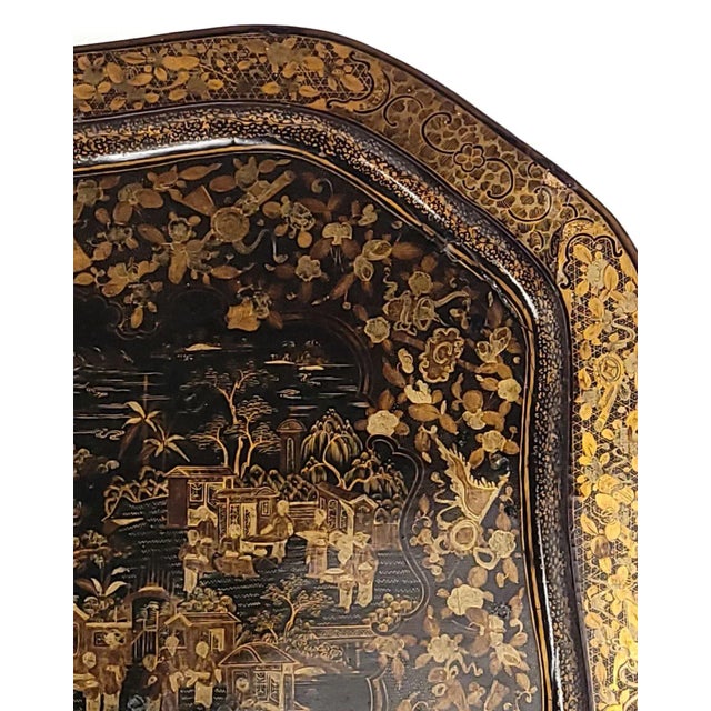 Chinese Export Lacquered Tray, Circa 1840. Restored For Sale - Image 4 of 9