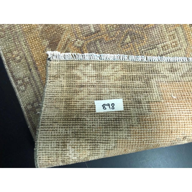 1960s Vintage Distressed Turkish Handmade Orange and Gray Small Rug For Sale - Image 5 of 6