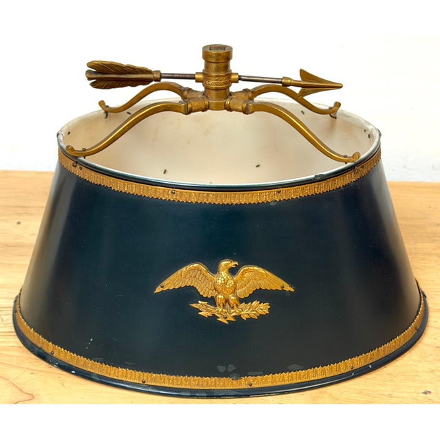 Metal French Empire-Style Bouillotte Lamp with Napoleonic Eagle Motif, circa 1925 For Sale - Image 7 of 16