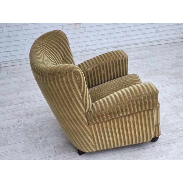 Vintage Danish Oak Lounge Armchair with Velour Upholstery, 1960s For Sale - Image 18 of 18