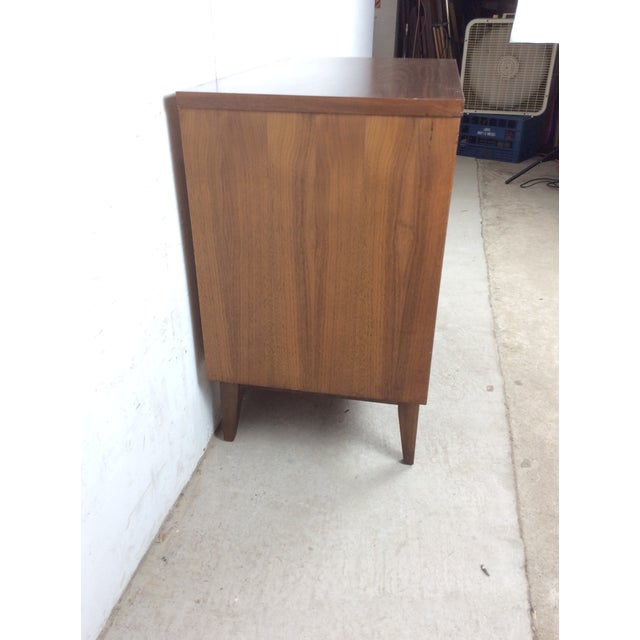 Mid Century Modern Three Drawer Chest With Curved Drawer Fronts and Brass Hardware For Sale - Image 14 of 17