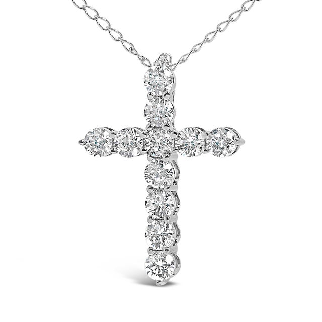 Embrace both divine inspiration and impeccable style with this exquisite 14K white gold necklace, featuring a delicately...