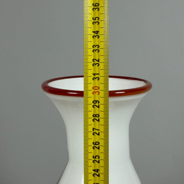 Murano Glass Vase in White and Red, 1970s For Sale - Image 10 of 11