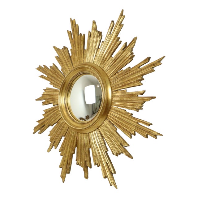 Deknudt Sunburst Sun Mirror in Gilded Wood, 1960s For Sale