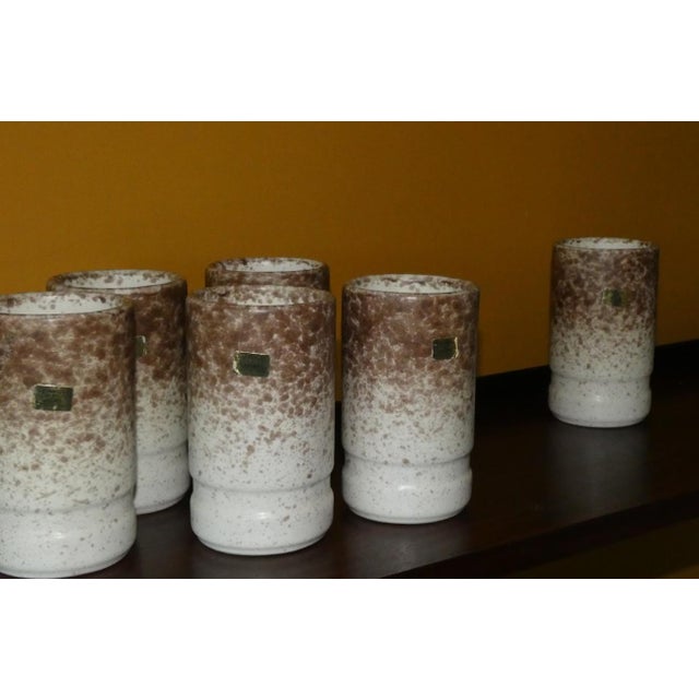 Beige Ceramic Carafe with Glasses by Albino Reggiori for Ceramica Laveno, 1970s, Set of 7 For Sale - Image 8 of 10