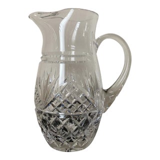 Early 20th Century Galway Irish Water Crystal Pitcher Blown Glass Design For Sale