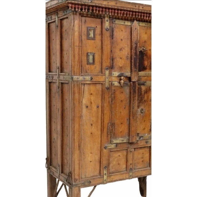 Folk Art 19th Century India Carved Folk Art Kitchen Cupboard For Sale - Image 3 of 6