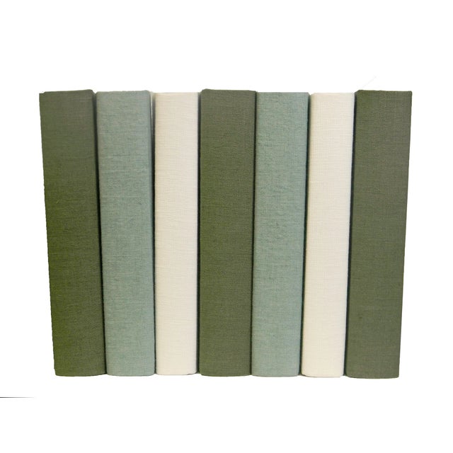 Modern Decorative Books - Ivy Cream Linen Wrapped Books - Green Books By The Foot For Sale - Image 3 of 3